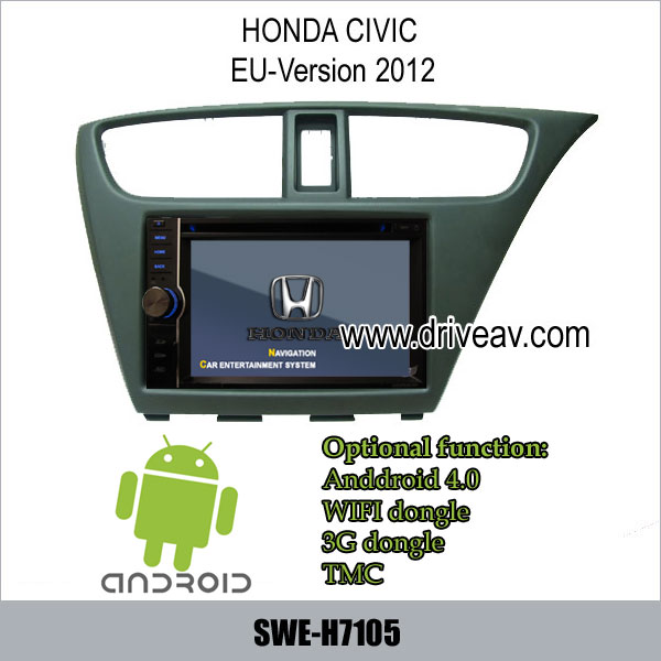 Honda Civic EU-Version 2012 year DVD player GPS Android 4.0 wifi 3G TV SWE-H7105